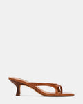BRIENNA Tan Leather Thong Women's Kitten Heel | Steve Madden