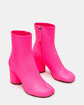 CARO Pink Leather Tabi Split-Toe Block Heel Women's Ankle Boot | Steve Madden