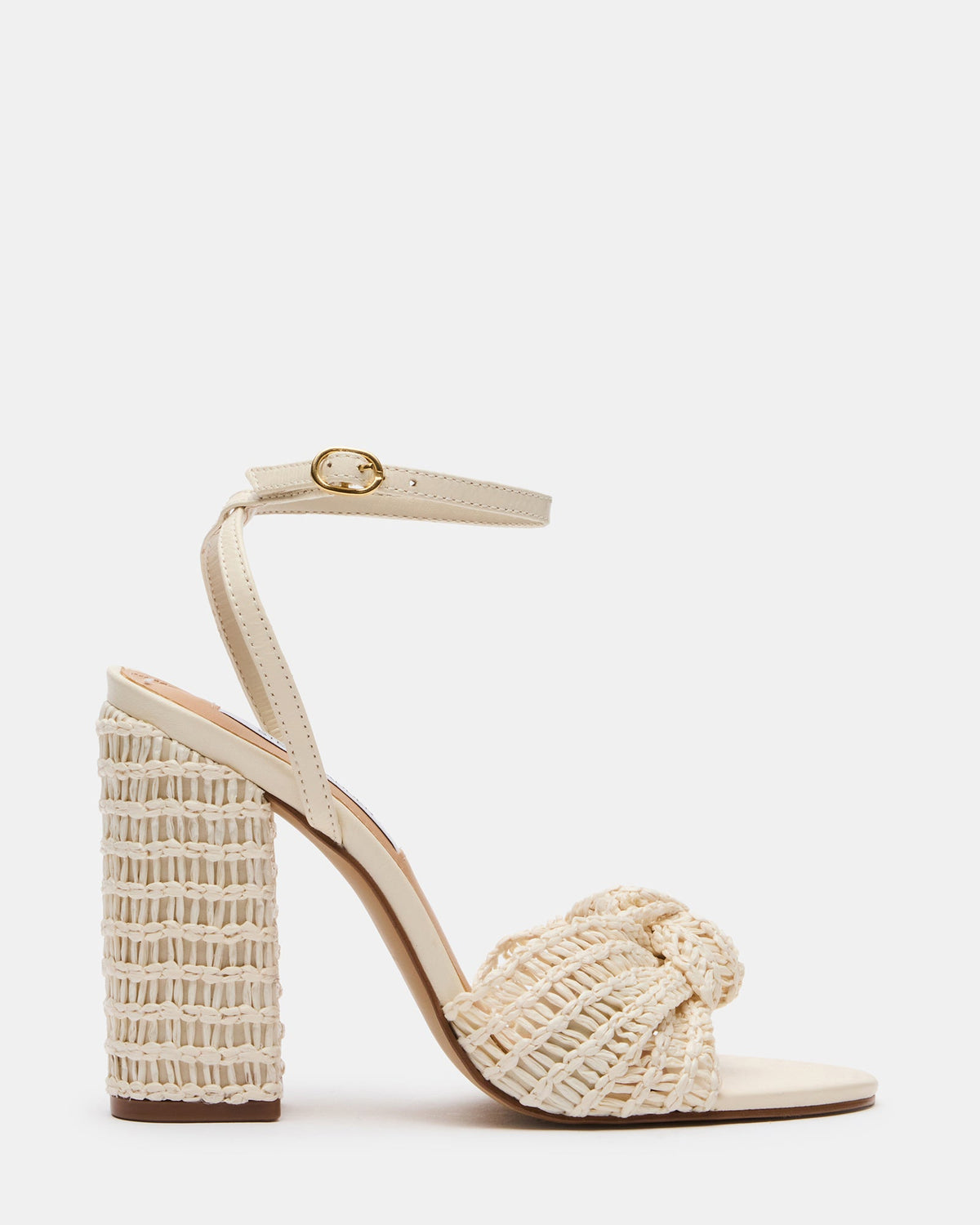 CHEYLA Woven Bone Raffia Women's Block Heel | Steve Madden