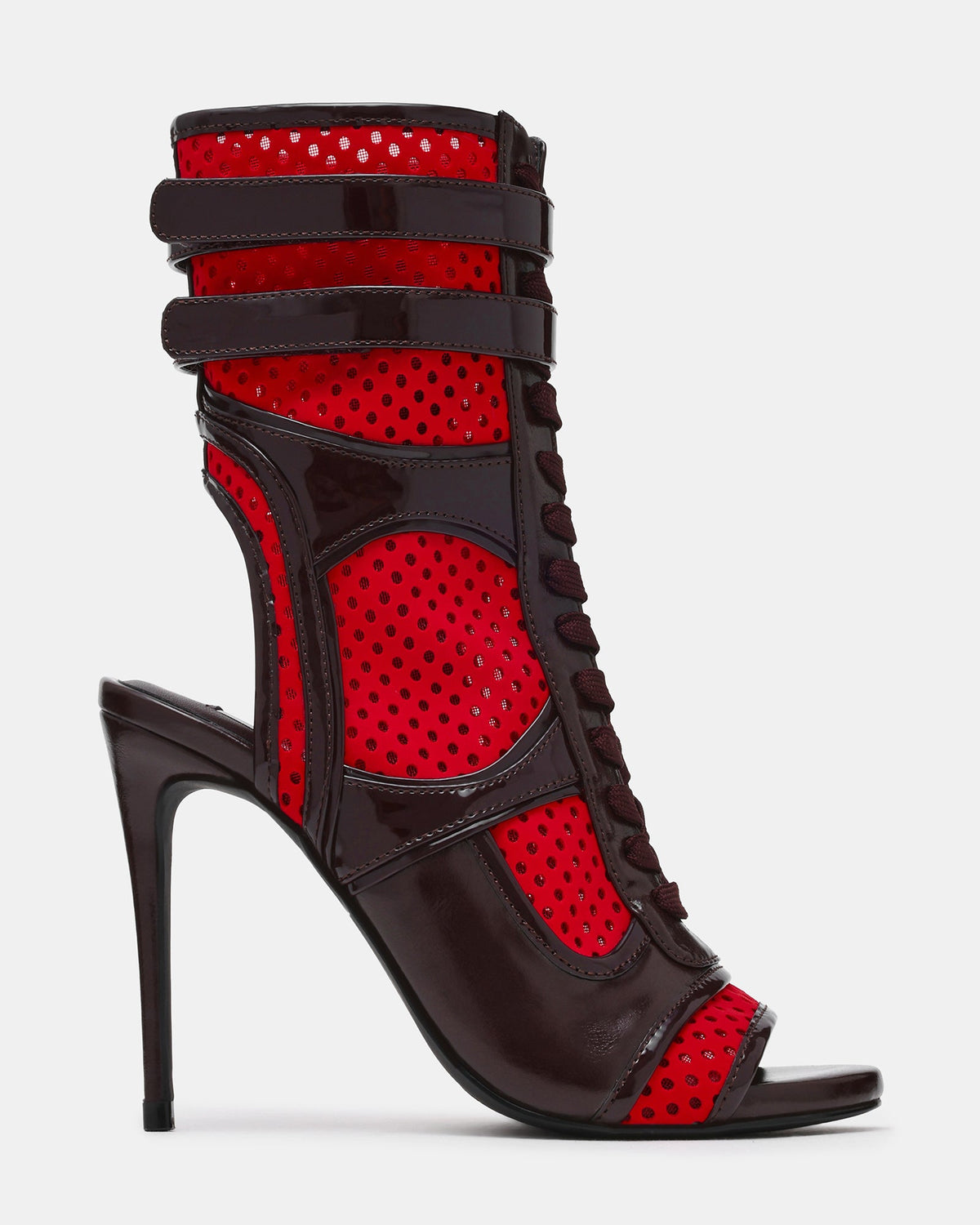 CIELO Red Multi Lace-Up Stiletto Mesh Women's Heel | Steve Madden