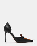 DELPHINI Black/Hickory Pointed-Toe Pump Stiletto Women's Heel | Steve Madden
