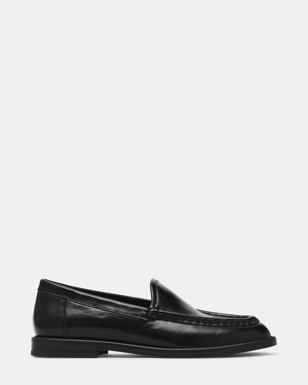 DRAYCE Black Leather Moc Toe Women's Loafer | Steve Madden