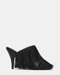 ESKA Black Leather Fringe Mule Women's Heel | Steve Madden