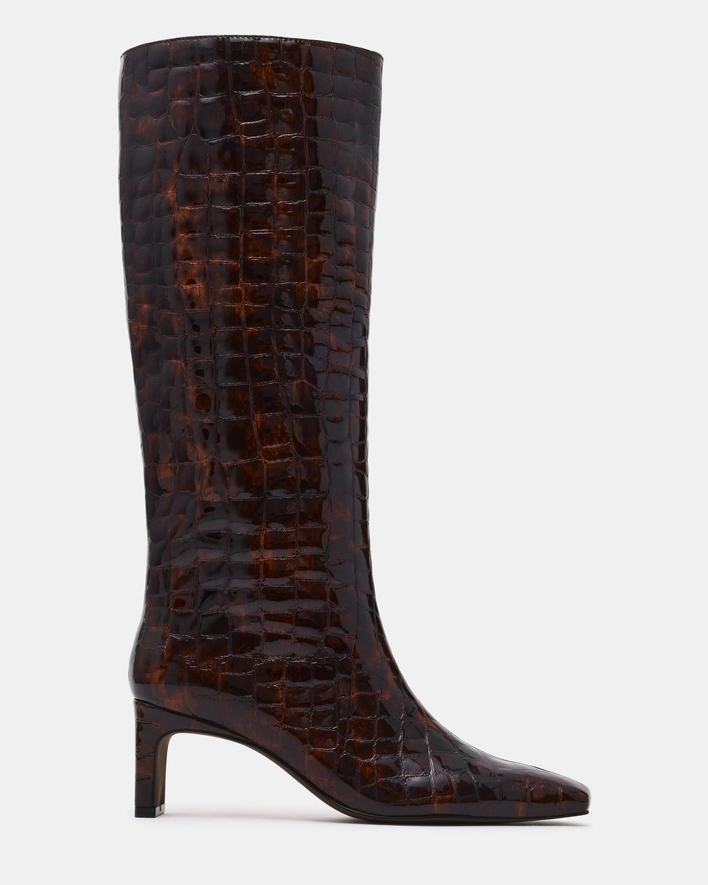 JENDI Tortoise Crocodile Square-Toe Knee-High Women's Boot | Steve Madden