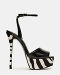 JEZZICA Black/Zebra Platform Stiletto Ankle Strap Women's Heel | Steve Madden