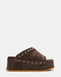 JULIUS Taupe Suede Studded Mule Platform Women's Sandal | Steve Madden