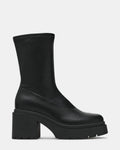 KEELA Black Lug Platform Block Heel Women's Ankle Boot | Steve Madden