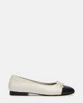 KIT White/Black Cap-Toe Women's Ballet Flat | Steve Madden