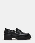 LAYKEN Black Leather Platform Lug Women's Loafer | Steve Madden