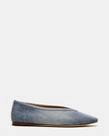 LENI Denim Fabric Square-Toe Ballet Women's Flat | Steve Madden