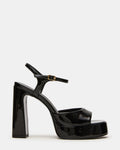 LIANDRA Black Patent Women's Platform Square-Toe Strappy Heel | Steve Madden