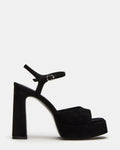 LINADRA Black Suede Women's Platform Square-Toe Strappy Heel | Steve Madden