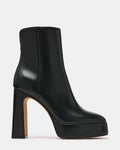 LOCHLAN Black Leather Platform Block Heel Women's Ankle Boot | Steve Madden