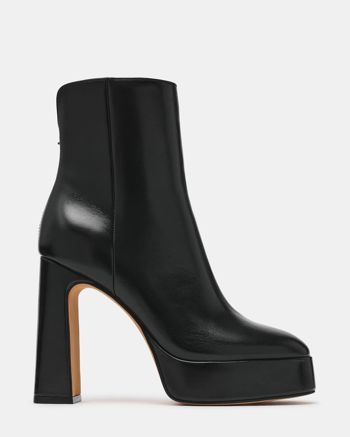 LOCHLAN Black Leather Platform Block Heel Women's Ankle Boot | Steve Madden