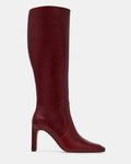 LOVELIES Dark Cherry Leather Square-Toe Knee-High Women's Boot | Steve Madden