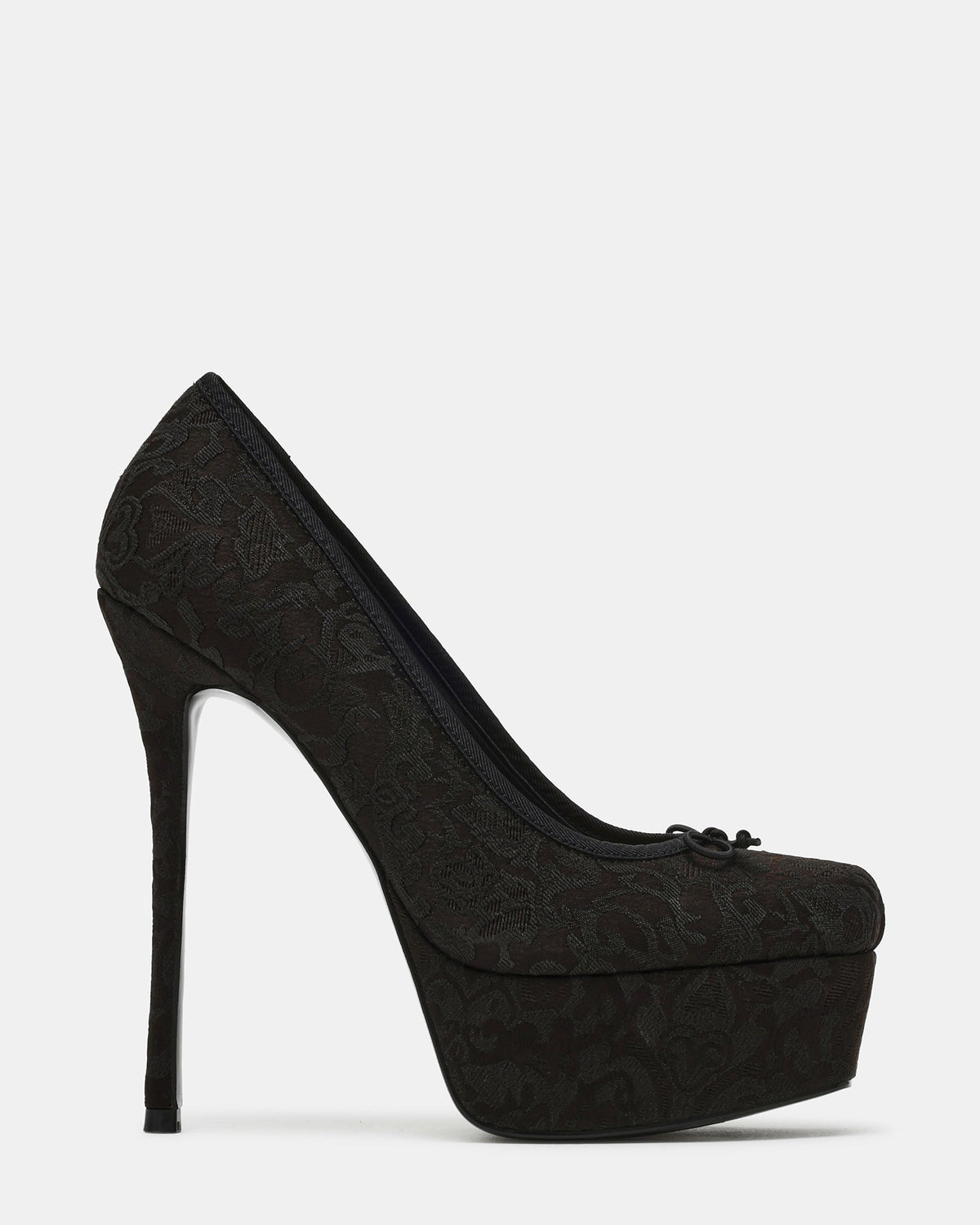 LYTHIA Black Lace Ballet Square-Toe Platform Women's Stiletto Heel | Steve Madden