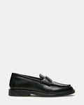 MADISON Black Leather Women's Penny Loafer | Steve Madden