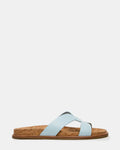MARILU Cork Light Blue Leather Slide Footbed Women's Sandal | Steve Madden