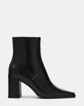 MARSAI Black Leather Square-Toe Block Heel Women's Ankle Boot | Steve Madden