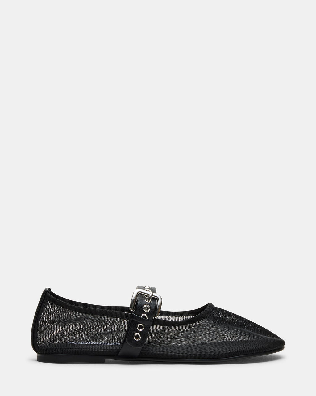 MITSY Black/Black Mary Jane Mesh Ballet Women's Flat | Steve Madden