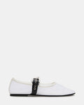 MITSY White/Black Mary Jane Mesh Ballet Women's Flat | Steve Madden
