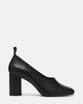 MONNET Black Leather Round-Toe Ballet Women's Block Heel | Steve Madden