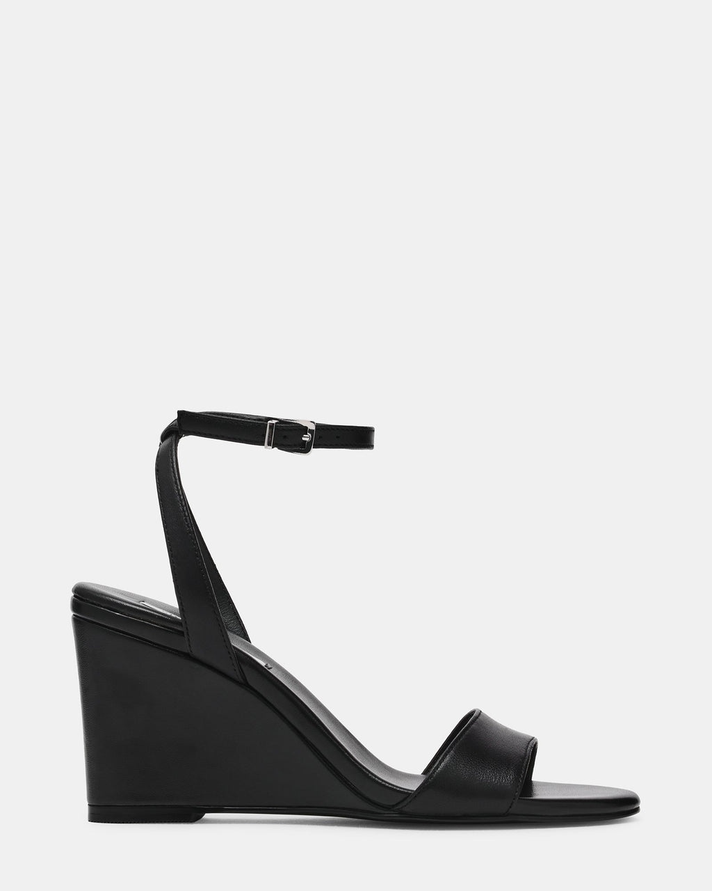 MYKA Black Leather Wedge Women's Sandal | Steve Madden
