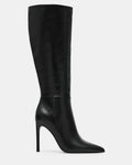 NITRO Black Leather Pointed-Toe Stiletto Heel Knee-High Women's Boot | Steve Madden