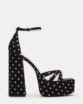 RETRO White/Black Polka Dot Open-Toe Block Heel Platform Women's Heel | Steve Madden