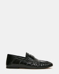 ROGER Black Eel Slip-On Women's Loafer | Steve Madden