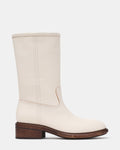 STRAY White Leather Round-Toe Women's Boot | Steve Madden