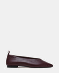 SWANKY Plum Leather Almond-Toe Ballet Women's Flat | Steve Madden