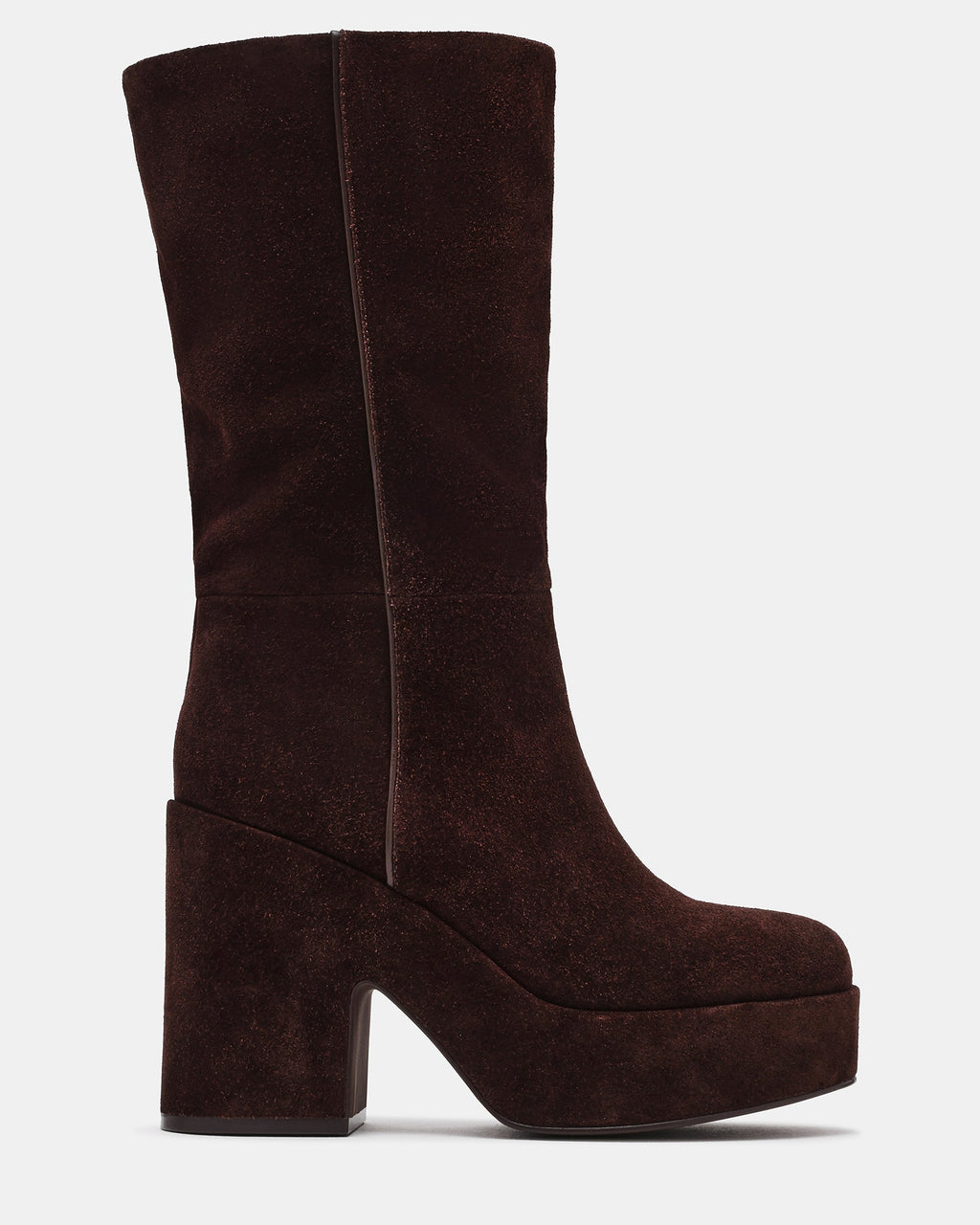 TITAN Brown Suede Platform Block Heel Fold-Over Women's Boot | Steve Madden