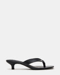 TRACIE Black Leather Thong Strap Women's Kitten Heel | Steve Madden