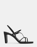 VINETIA Black Leather Strappy Square-Toe Women's Block Heel | Steve Madden
