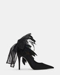 VIRTUES Black Feathers Bow Pointed-Toe Pump Women's Heel | Steve Madden