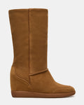 WOODSIDE Chestnut Suede Fold-Over Wedge Women's Boot | Steve Madden