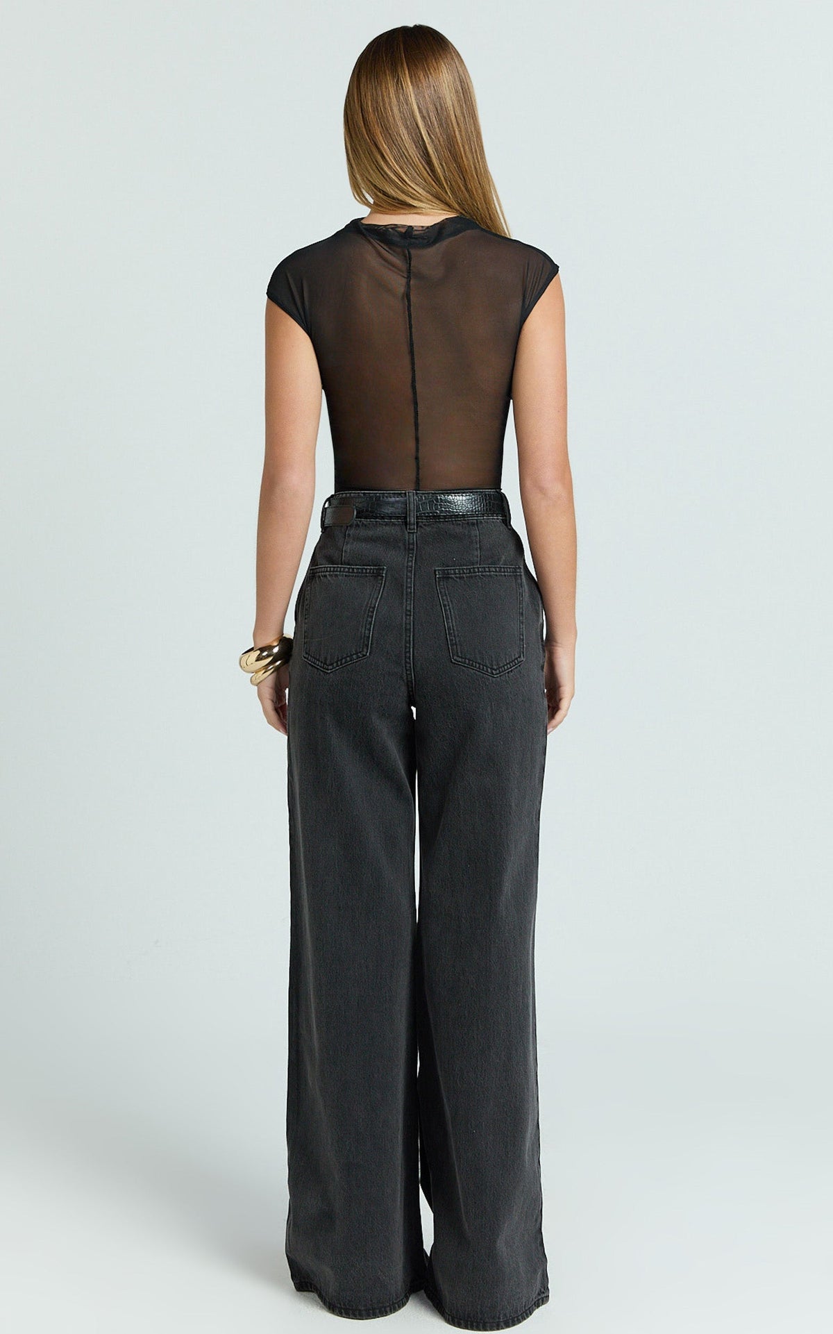 Therese Jeans - High Waist Wide Leg Flare Recycled Denim Jeans in Black
