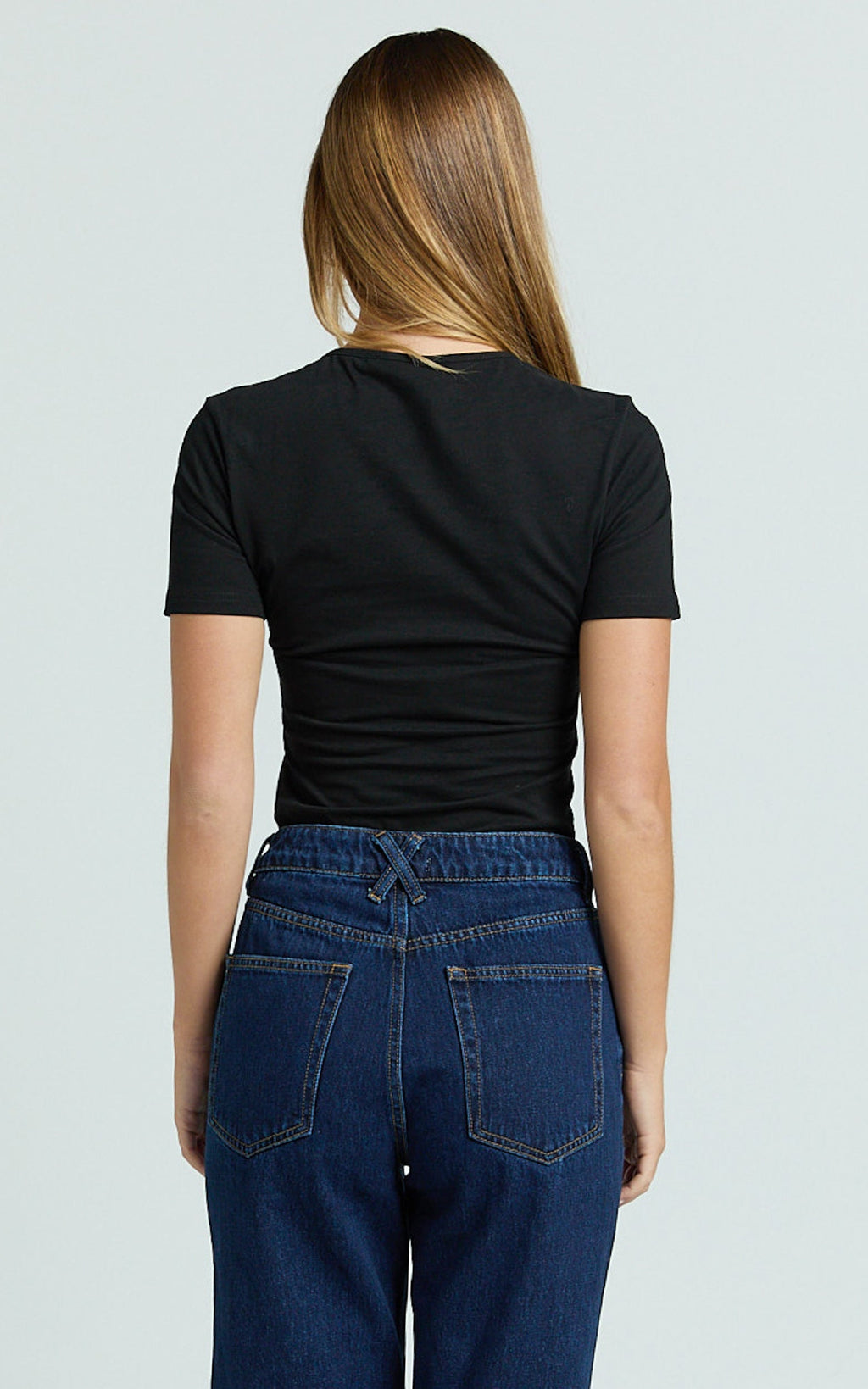 Whitney Tee Shirt - High Crew Neck in Black