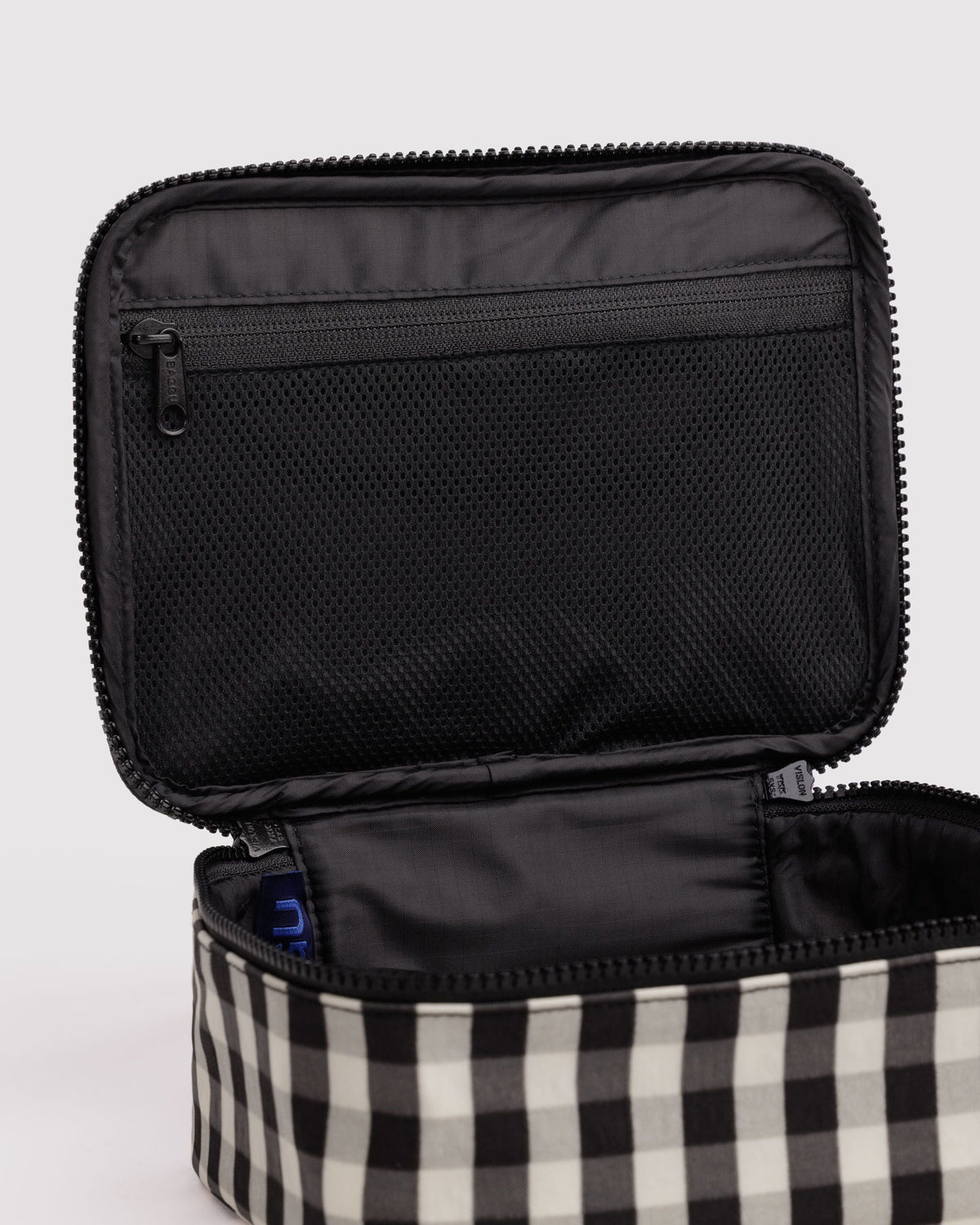 Small Cosmetic Case - Black and Cream Gingham - image 3