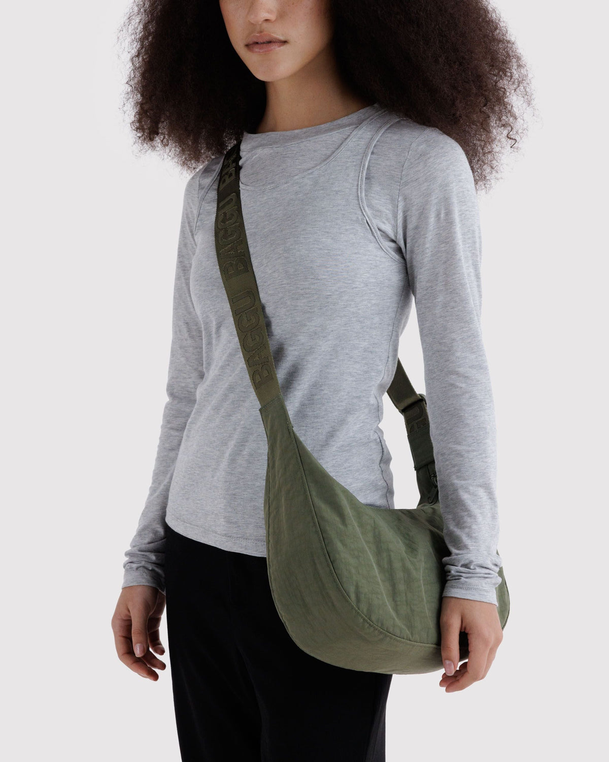Medium Nylon Crescent Bag - Caper - image 2