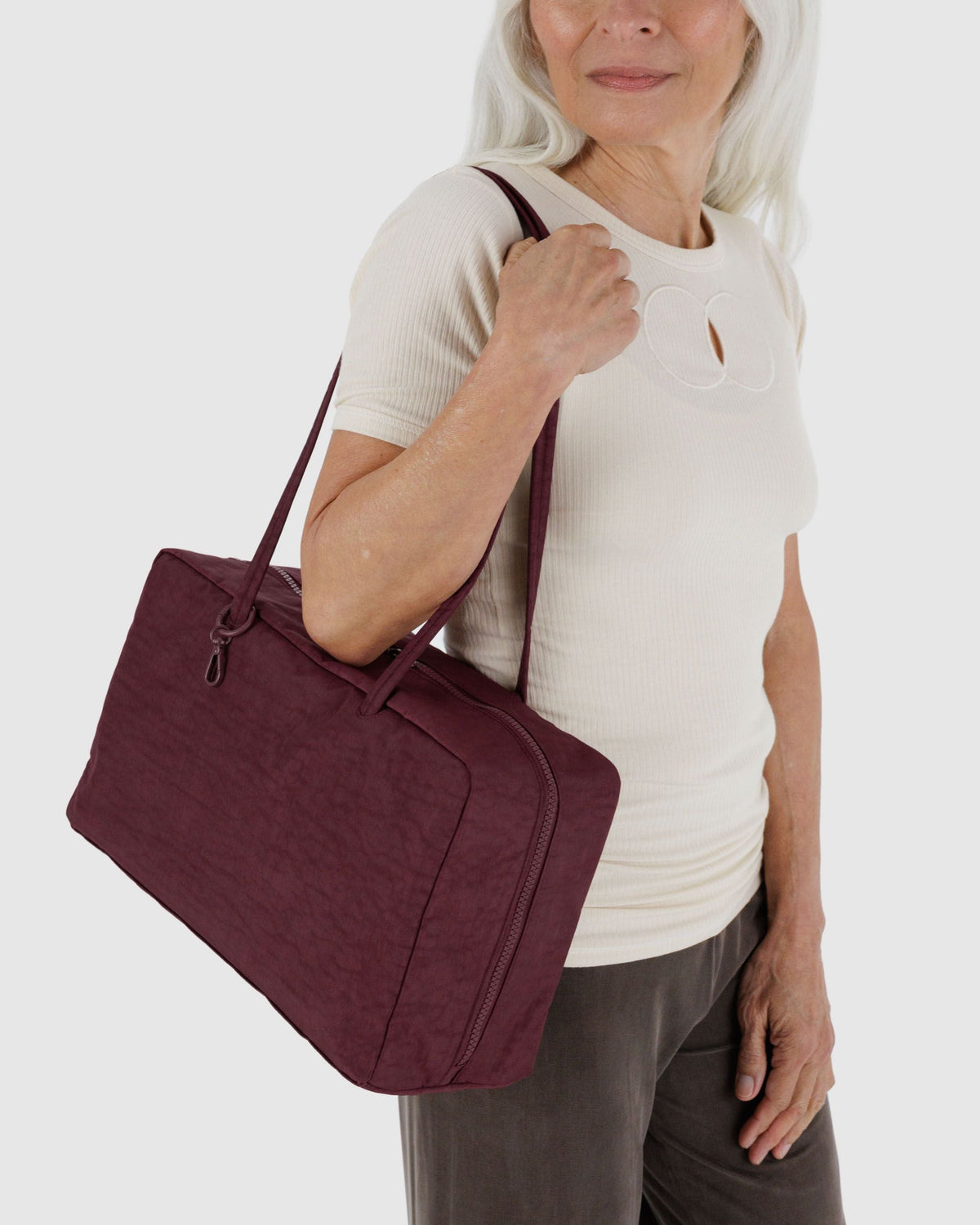 Medium Nylon Bowler Bag - Mahogany - image 2
