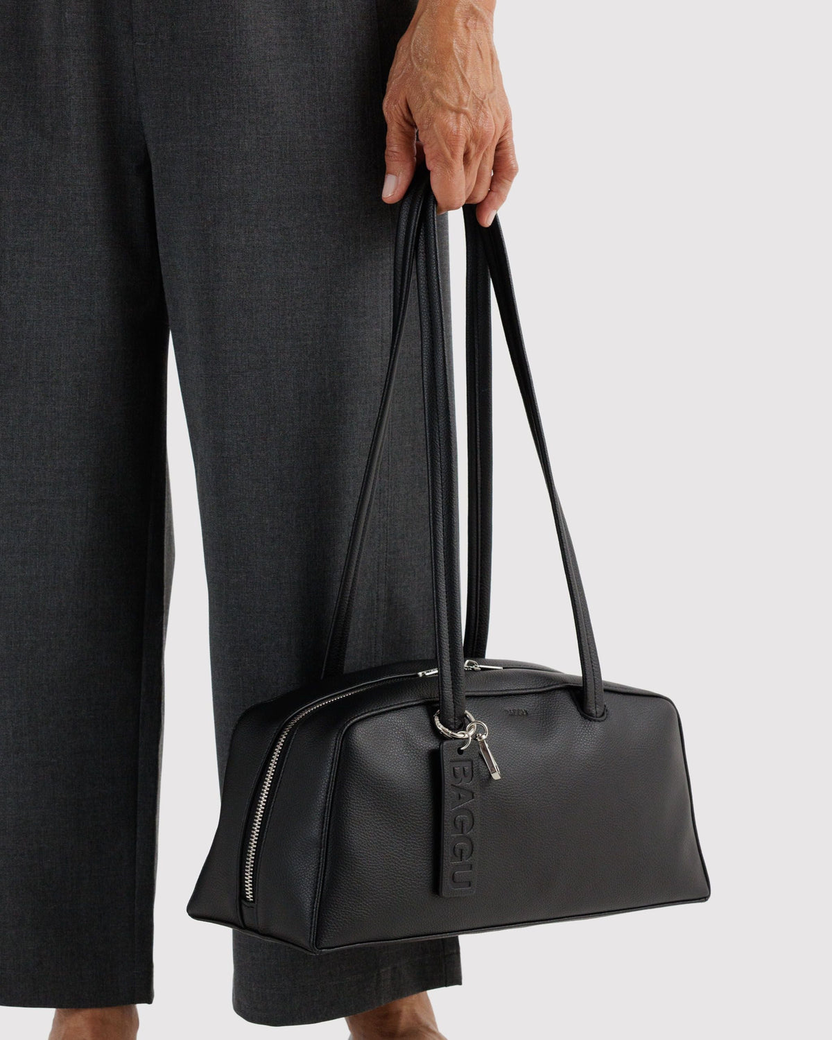 Recycled Leather Bowler Bag - Black - image 3