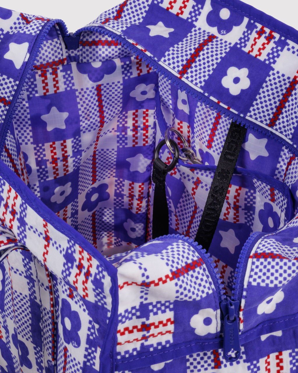 Large Nylon Market Bag - Market Plaid Blue - image 4