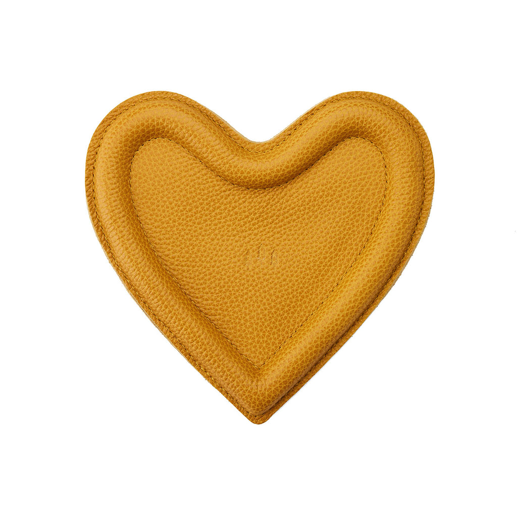 Sunshine | Heart shaped leather tray with stuffed edges 