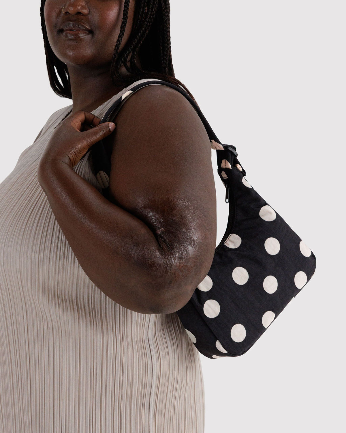 Mini Nylon Shoulder Bag - Black and Cream Polka Dot - image 2