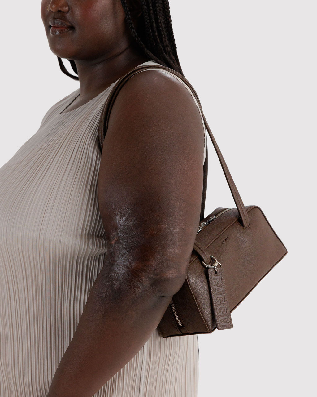 Small Recycled Leather Bowler Bag - Brown - image 2