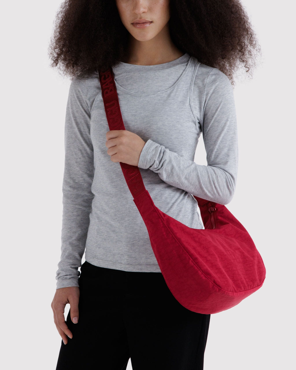 Medium Nylon Crescent Bag - Cherry - image 2