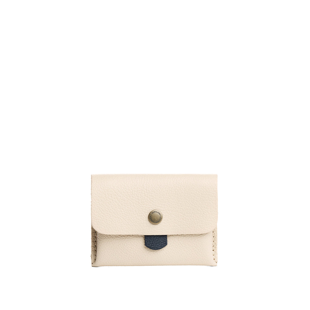 Pebbled Bone | Envelope snap wallet with contrast pull tab