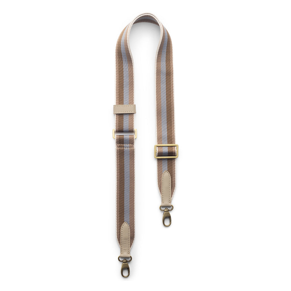 Olive Moss | Strap with stripe pattern and brass-toned hardware